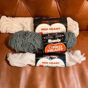 Vintage Red Heart Wintuk Lot Of 3 Mixed 267 4ply, 281 2 ply, 267 grey 404 4 ply